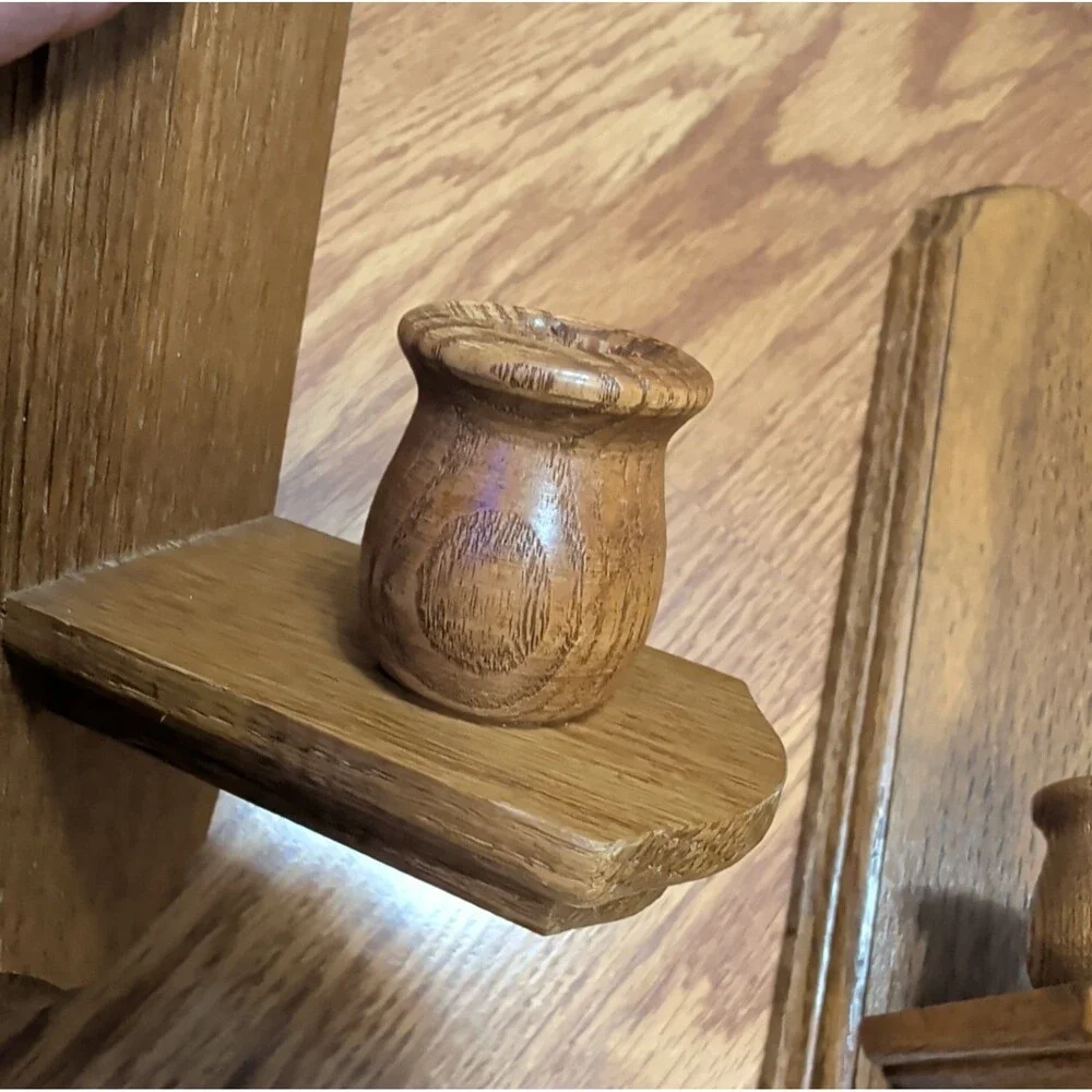 Vintage Wood Wall Sconce Candle Holders Pair 14”